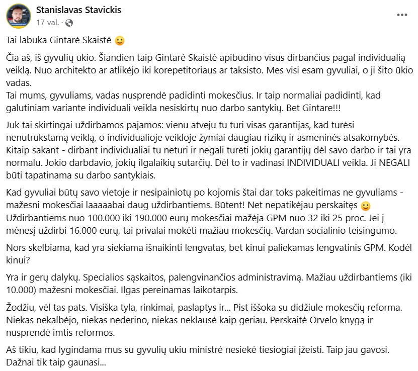 S. Stavickio pasisakymas