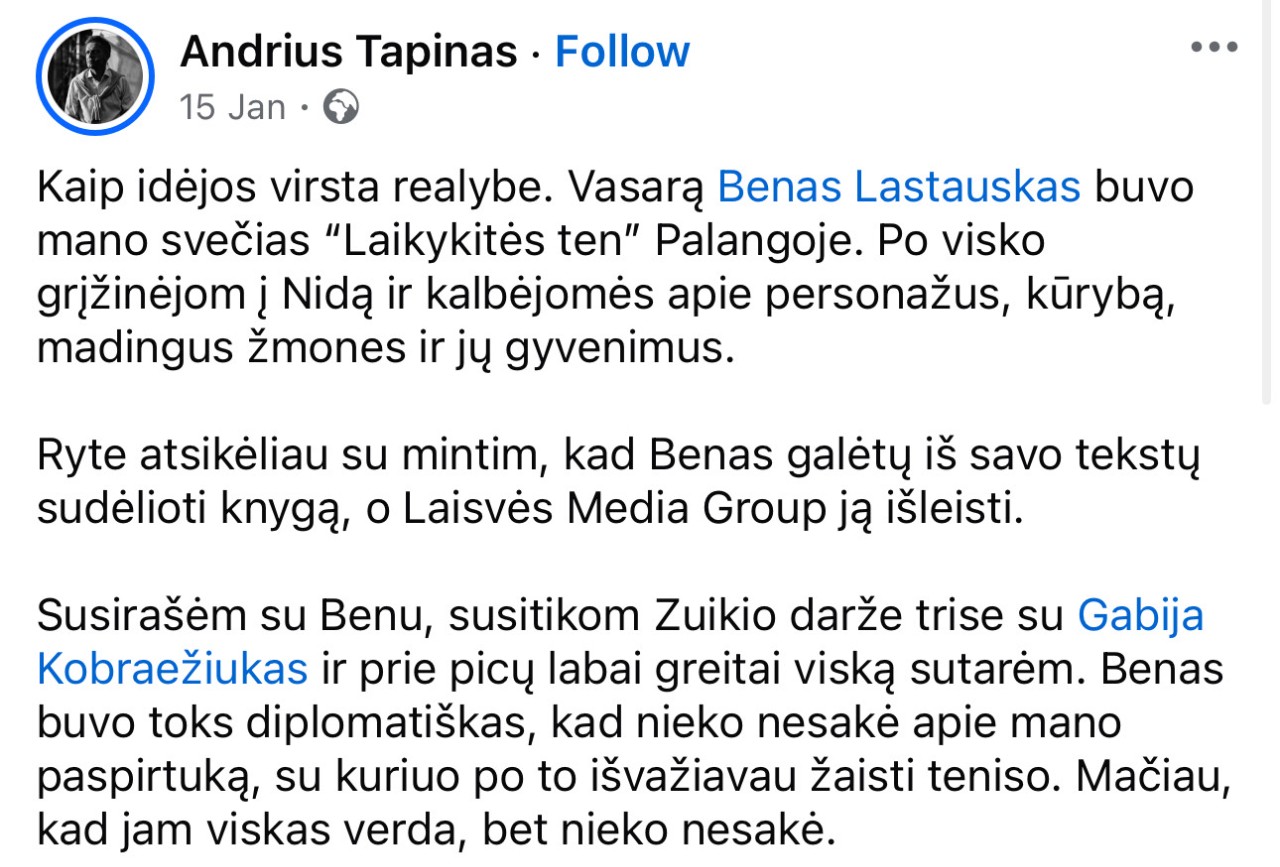 A. Tapino pasisakymas