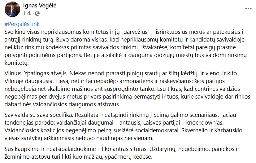I. Vėgėlės pasisakymas