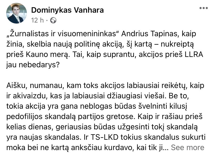 D. Vanharos pasisakymas