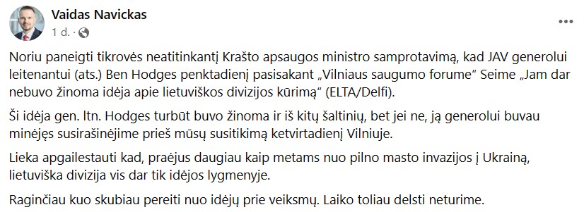 V. Navicko pasisakymas