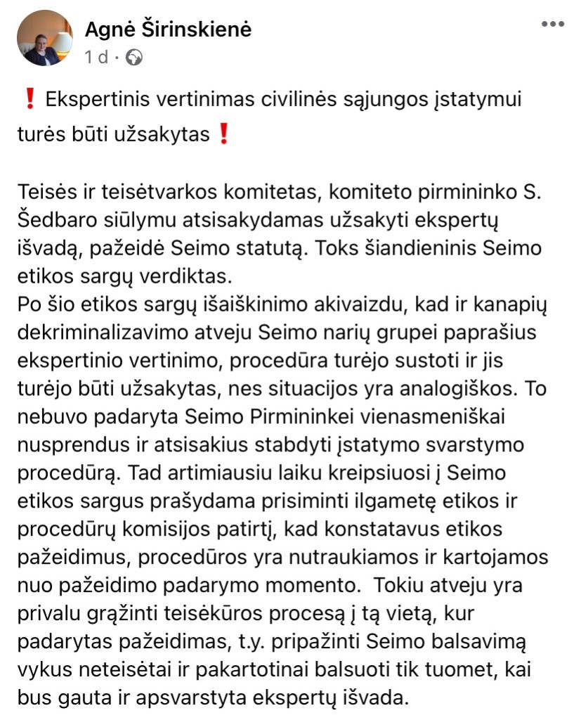 A. &Scaron;irinskienės pasisakymas