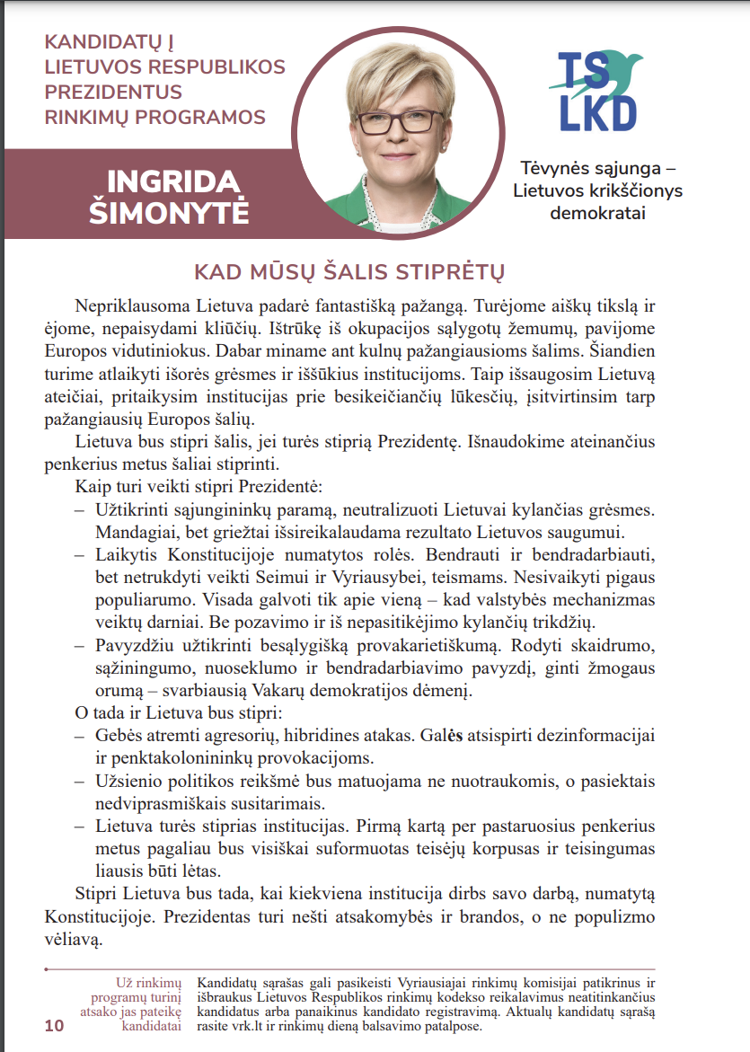 I. Šimonytės programa