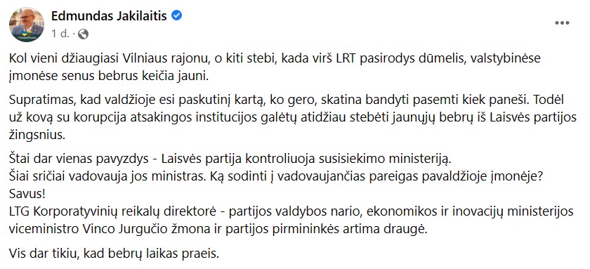 E. Jakilaičio pasisakymas