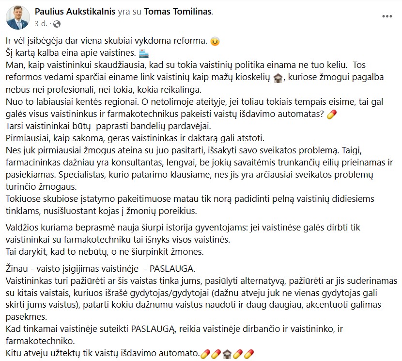 P. Aukštikalnio pasisakymas