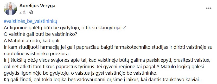 A. Verygos pasisakymas